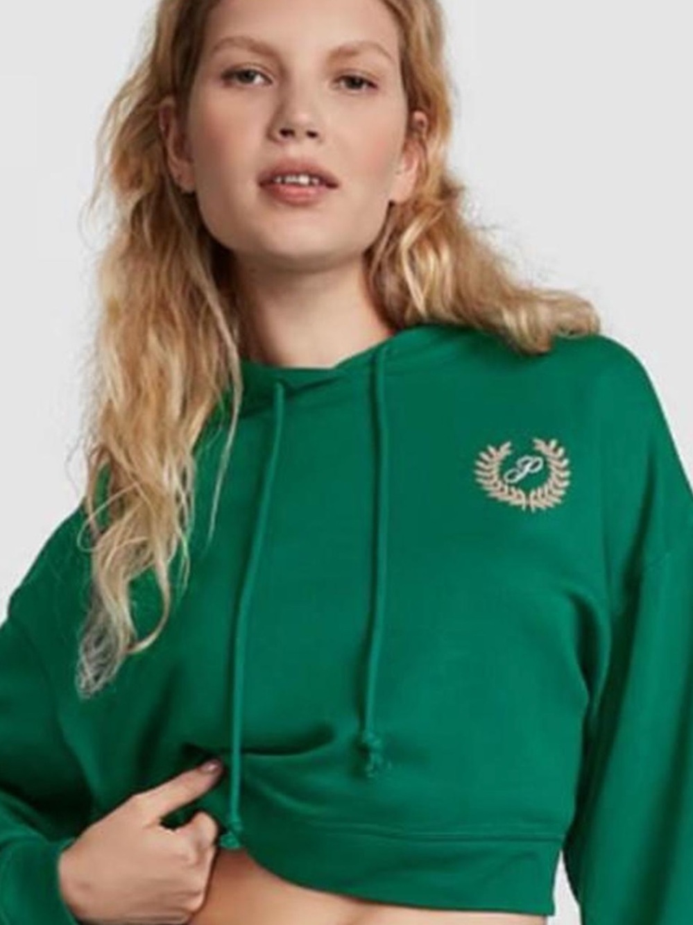 Pink by Victoria’s Secret Green Cropped Hoodie